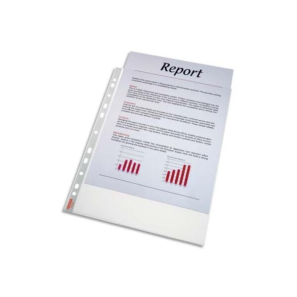 Sachet de 100 pochettes perforées A4 polypropylène lisse 7.5/100e incolore ESSELTE