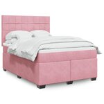 vidaXL Sommier à lattes de lit avec matelas Rose 140x190 cm Velours