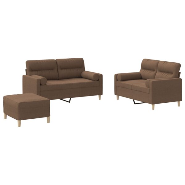 vidaXL Ensemble de canapés 3 Pièces avec coussins marron tissu