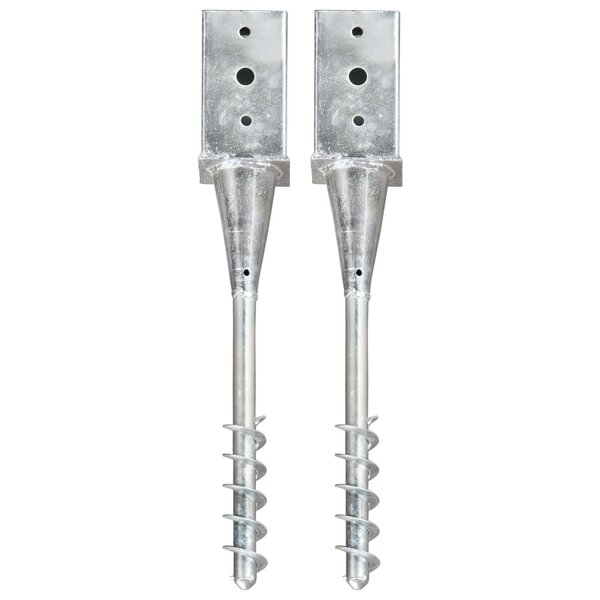 vidaXL Piquets au sol 2 Pièces Argenté 8x8x57 cm Acier galvanisé