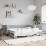 vidaXL Lit de jour avec lit gigogne gris clair 90x200 cm velours