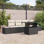 vidaXL Ensemble de canapé de jardin 5 pièces avec coussins Noir Rattan Poly