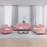 vidaXL Ensemble de canapés 3 Pièces avec coussins rose velours