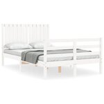 vidaXL Cadre de lit sans matelas blanc bois massif