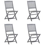 vidaXL Chaises pliables d'extérieur lot de 4 et coussins Bois d'acacia