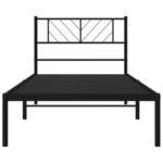vidaXL Cadre de lit métal avec tête de lit noir 80x200 cm