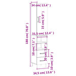 vidaXL Buffet haut Blanc 34 5x34x180 cm Bois d'ingénierie