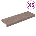 vidaXL Tapis de marches d'escalier 5 Pièces Marron 65x21x4 cm Aiguilleté