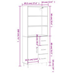 vidaXL Buffet haut Sonoma gris 69 5x34x180 cm Bois d'ingénierie
