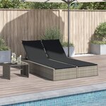 vidaXL Chaise longue double avec coussins gris clair résine tressée