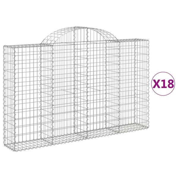 vidaXL Paniers à gabions arqués 18 Pièces 200x30x120/140 cm Fer galvanisé