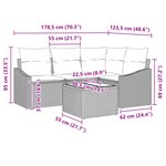 vidaXL Ensemble de 5 Canapés de Jardin avec Coussins Beige en Poly Rattan