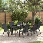 Ensemble de salle à manger de jardin vidaXL 7 pièces Noir Textilène et Acier