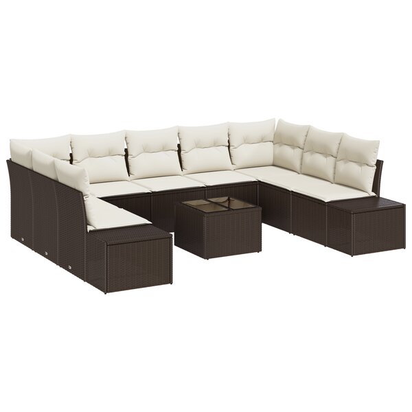 vidaXL Ensemble de Canapé de Jardin 9 Pièces avec Coussins Gris en Poly Rattan