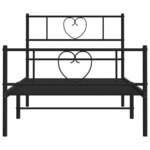 vidaXL Cadre de lit métal sans matelas et pied de lit noir 100x200 cm