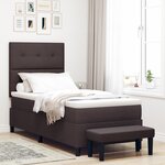 vidaXL Lit avec sommier et banc marron foncé 90x190 cm en tissu