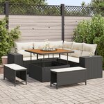 Ensemble de canapé de jardin 8 pièces avec coussins noirs en rotin synthétique