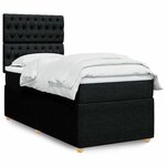 vidaXL Sommier à lattes de lit et matelas Noir 80x200 cm Tissu
