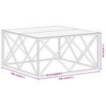 vidaXL Table basse argenté acier inoxydable et verre trempé