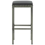vidaXL Tabourets de bar avec coussins lot de 2 gris résine tressée