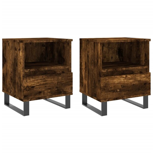 vidaXL Tables de chevet 2 Pièces chêne fumé 40x35x50 cm bois ingénierie