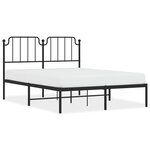 vidaXL Cadre de lit métal avec tête de lit noir 135x190 cm