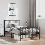 vidaXL Cadre de lit métal sans matelas et pied de lit noir 100x200 cm