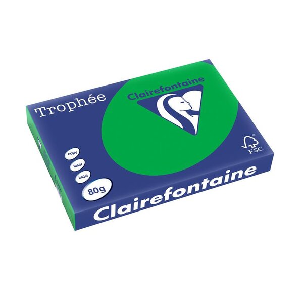 Ramette 500 Feuilles Papier 80g A3 420x297 mm Certifié FSC vert billard TROPHÉE