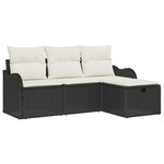 vidaXL Ensemble de canapé de jardin 4 pièces avec coussins Rotin Poly Noir