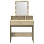 vidaXL Coiffeuse avec LED chêne sonoma 80x41x144 5 cm