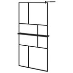 vidaXL Paroi de douche avec étagère Noir 100x195cm Verre ESG&Aluminium