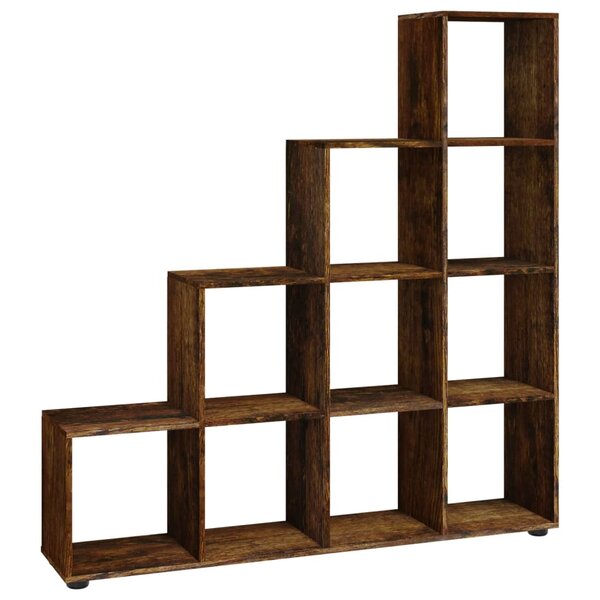 vidaXL Bibliothèque escalier Chêne fumé 142 cm Bois d'ingénierie