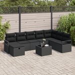 vidaXL Ensemble de Canapé de Jardin 9 Pièces avec Coussins en Rattan Poly Noir