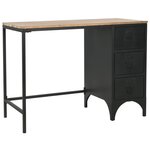 Bureau table meuble travail informatique à piédestal unique bois de sapin et acier 100 cm 0502131