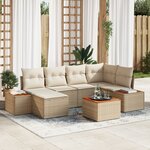 Ensemble de Canapés de Jardin vidaXL 7 Pièces avec Coussins Beige Rotin Poly Acacia