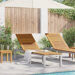 vidaXL Chaise Longue Grise 200x55x35 cm Bois de Teck Massif
