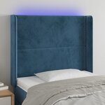 vidaXL Tête de lit à LED Bleu foncé 103x16x118/128 cm Velours