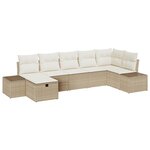 vidaXL Ensemble de canapés de jardin 7 pièces avec coussins beiges en poly rattan