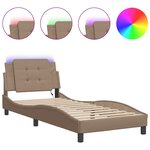 vidaXL Cadre de lit avec lumières LED cappuccino 100x200 cm similicuir