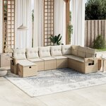 vidaXL Salon de jardin avec coussins 8 Pièces beige résine tressée