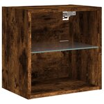vidaXL Tables de chevet murales avec lumières LED 2 Pièces chêne fumé