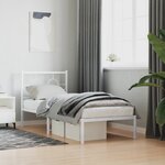 vidaXL Cadre de lit métal sans matelas avec tête de lit blanc 80x200cm