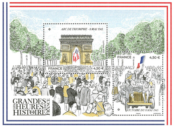 Bloc 2 timbres - Les grandes heures de l'Histoire de France - 2025 - Lettre internationale