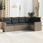 vidaXL Salon de jardin 5 Pièces avec coussins gris résine tressée