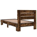 vidaXL Cadre de lit chêne fumé 90x190 cm bois d'ingénierie et métal