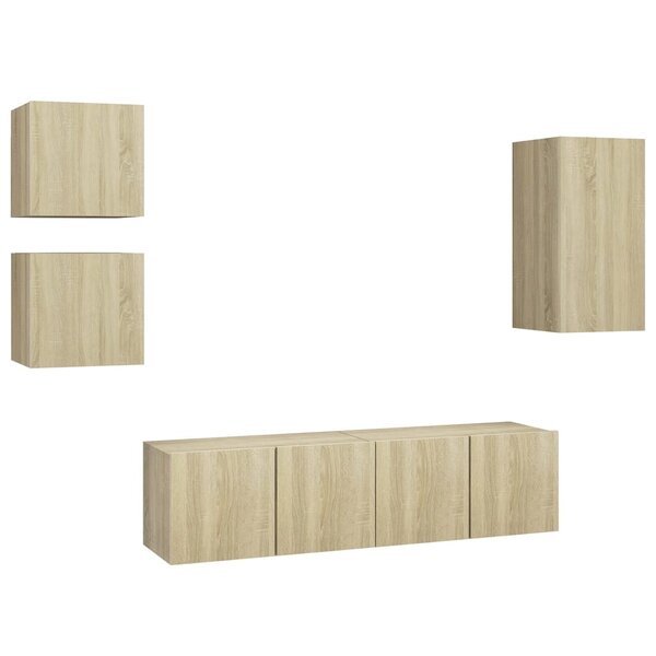 vidaXL Ensemble de meubles TV 5 Pièces Chêne sonoma Bois d'ingénierie