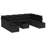 vidaXL Canapé de jardin 10 pièces avec coussins en poly rotin beige
