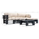 vidaXL Salon de jardin palette 4 Pièces avec coussins sable bois