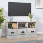 vidaXL Meuble TV gris béton 100x35x50 cm bois d'ingénierie