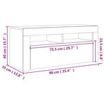vidaXL Meuble TV avec lumières LED gris béton 90x35x40 cm